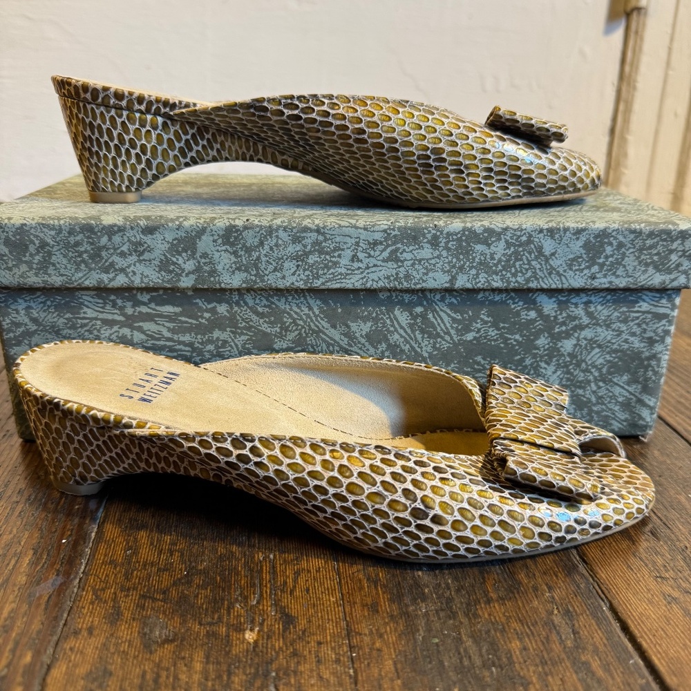Stuart Weitzman Python Peeptoe Slides Size 7.5 Euc - image 3